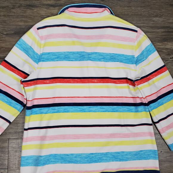 T by Talbots Striped Quarter Zip Pullover Sz XL Coastal Grandmother Preppy - Picture 9 of 9